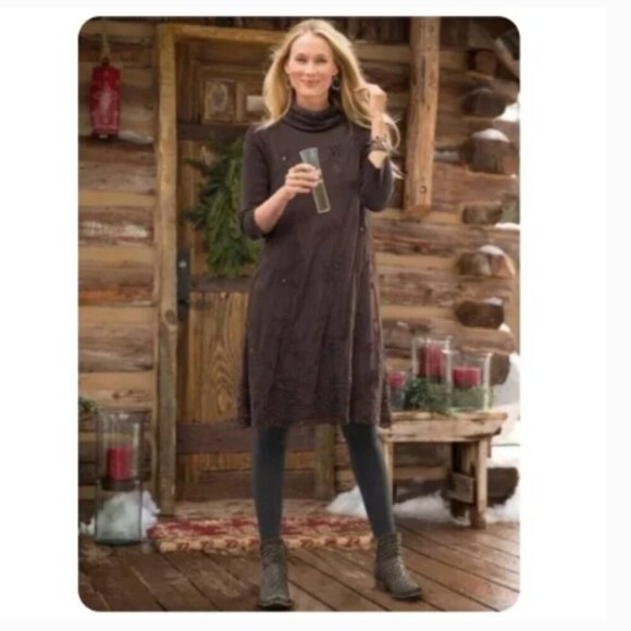 Sundance Eventide Angora Wool Cowl Neck Overlay Sweater Dress Beaded - Picture 1 of 9